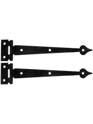 Pair of 6 1/2" Rough Iron Flush Mount Heart Strap Hinges