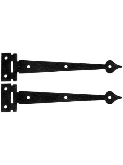 Pair of 6 1/2 inch Rough Iron Flush Mount Heart Strap Hinges.