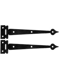 Pair of 6 1/2 inch Rough Iron Flush Mount Heart Strap Hinges.