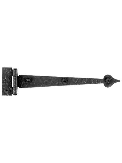 Alternate View of Pair of 6 1/2 inch Rough Iron Flush Mount Heart Strap Hinges.