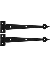 Pair of 6 1/2 inch Rough Iron 3/8 inch Offset Heart Strap Hinges.