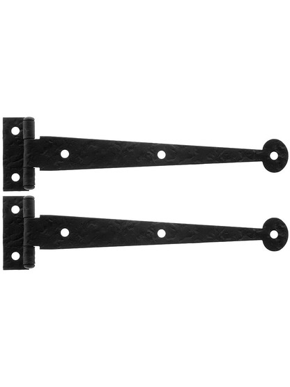 Pair of 6 inch Rough Iron 3/8 inch Offset Bean Strap Hinges.