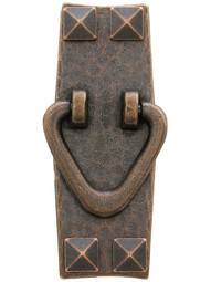 Stickley Style Arts and Crafts Vertical Pull With V Shape Ring.