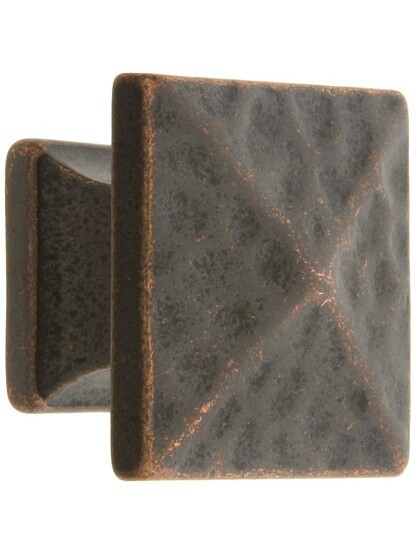 Hammered Pyramid Style Cabinet Knob - 1 1/8 inch Square.