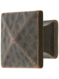 Hammered Pyramid Style Cabinet Knob - 1 1/8" Square