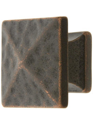 Hammered Pyramid Style Cabinet Knob - 1 1/8 inch Square.