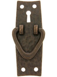 Stickley Style Arts & Crafts Vertical Pull With Keyhole And "V" Shape Ring