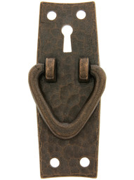 Stickley Style Arts and Crafts Vertical Pull With Keyhole And V Shape Ring.