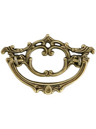 Late Victorian-Style Brass Bail Pull with Antique-By-Hand Finish - 3" Center-to-Center