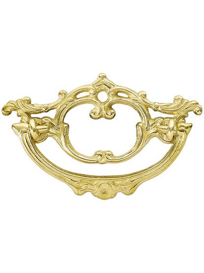Late Victorian-Style Scroll Brass Bail Pull - 3 inch Center-to-Center.
