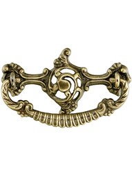 Rococo-Style Brass Bail Pull in Antique-by-Hand - 3" Center-on-Center