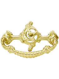 Rococo-Style Brass Bail Pull - 3 inch Center-on-Center.
