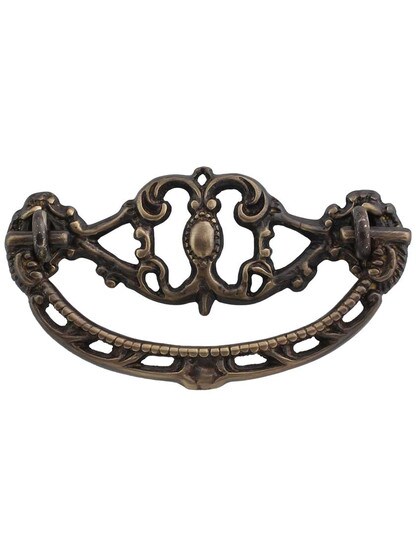 Cast Brass Drawer Pull in Antique-By-Hand - 3 inch Center-to-Center.