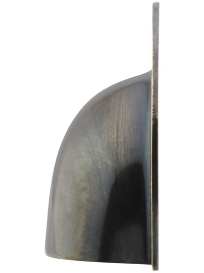 Alternate View of 3 3/4 inch Stamped Brass Half Moon Cup Pull In Antique-By-Hand