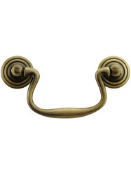 Swan-Neck Cast Brass Bail Pull in Antique-By-Hand - 3-Inch Center-to-Center.