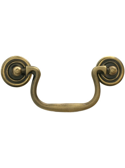 Swan-Neck Brass Bail Pull in Antique-By-Hand - 3 1/2-Inch Center-to-Center.