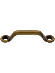 Small Solid Brass "Utility" Pull - 2 7/16" On Center In Antique-By-Hand Finish