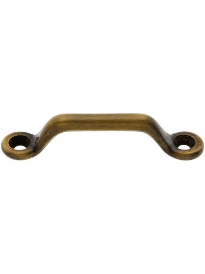 Small Solid Brass Utility Pull - 2 7/16 inch On Center In Antique-By-Hand Finish