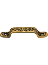 Ornate Cast Brass Drawer Pull in Antique-By-Hand - 3 1/4" Center to Center
