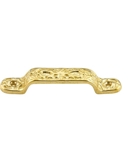Ornate Cast Brass Drawer Pull - 3 1/4 inch Center to Center