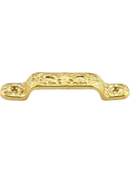 Ornate Cast Brass Drawer Pull - 3 1/4 Center to Center