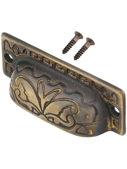 Alternate View 2 of 3 3/8 inch Eastlake Bin Pull In Antique-By-Hand