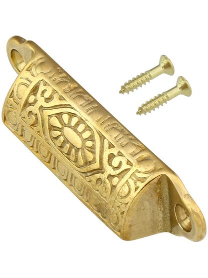 Alternate View 2 of 3 1/4 inch Egg and Dart Bin Pull In Unlacquered Cast Brass