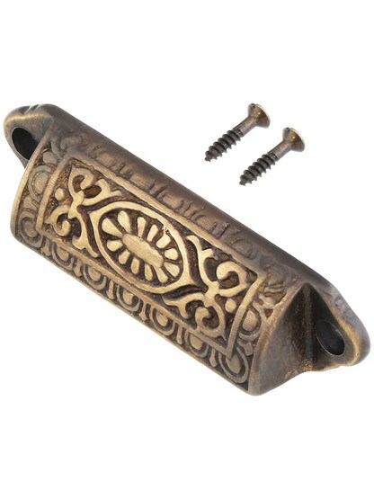 Alternate View 2 of 3 1/2 inch Egg and Dart Bin Pull In Antique-By-Hand
