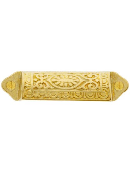 3 1/2 inch Egg and Dart Bin Pull In Unlacquered Cast Brass
