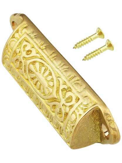 Alternate View 2 of 3 1/2 inch Egg and Dart Bin Pull In Unlacquered Cast Brass
