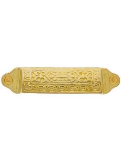 4 inch Egg and Dart Bin Pull In Unlacquered Cast Brass