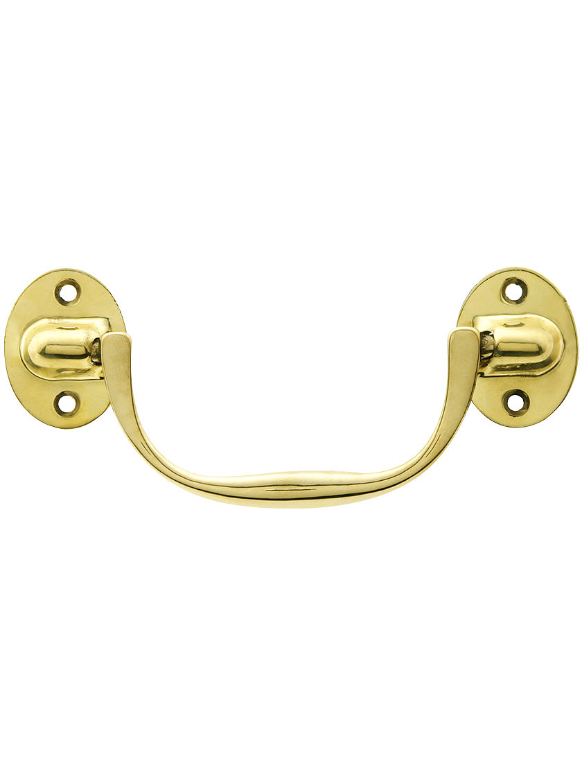 Classic Brass Bail Pull with Oval Rosettes - 4 1/2 Center-to