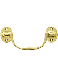 Classic Brass Bail Pull with Oval Rosettes - 4 1/2 inch Center-to-Center.