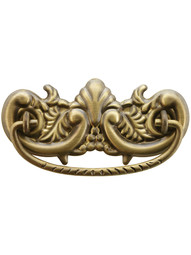 Victorian-Style Ornate Brass Bail Pull in Antique-by-Hand - 3" Center-to-Center
