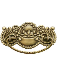 Victorian Style Brass Beaded Bail Pull in Antique-by-Hand - 3" Center-to-Center