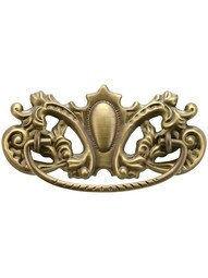 Late Victorian-Style Brass Bail Pull in Antique-by-Hand - 3 inch Center-to-Center.