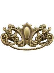 Late Victorian-Style Brass Bail Pull in Antique-by-Hand - 3 inch Center-to-Center.