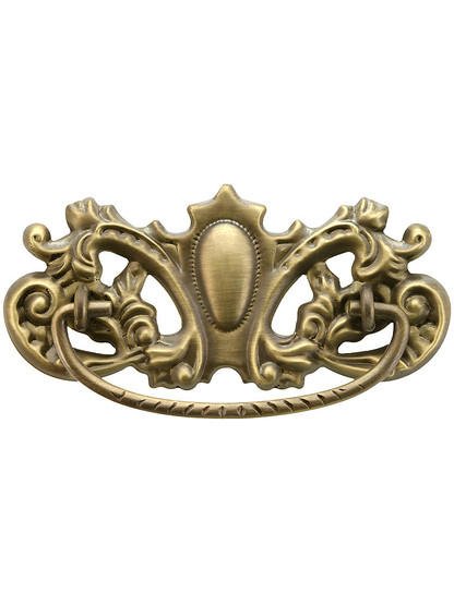 Late Victorian-Style Brass Bail Pull in Antique-by-Hand - 3" Center-to-Center