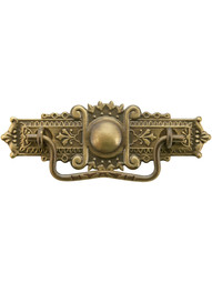Renaissance-Revival Brass Bail Pull in Antique-by-Hand - 3 inch Center-to-Center.