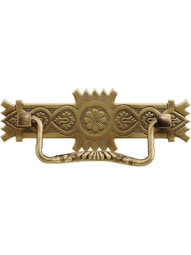 Eastlake-Style Brass Bail Pull in Antique-by-Hand - 3-Inch Center-to-Center.