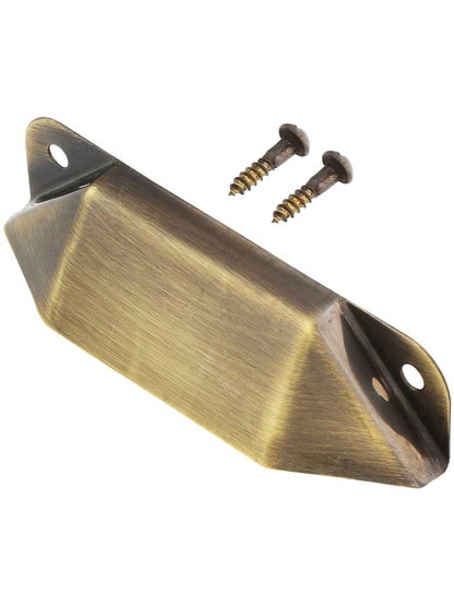 Alternate View 2 of Solid-Brass Utility Cabinet Pull in Antique-By-Hand - 2 7/8 inch Center-to-Center.