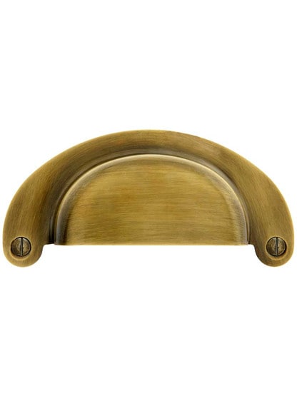 3 1/2-Inch Stamped Brass Cup Drawer Pull In Antique-By-Hand - 3