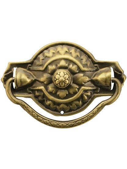 Large Victorian Style Single Post Pull in Antique-by-Hand - 3 inch Width.