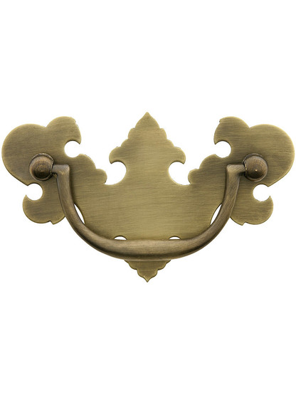 American Chippendale Brass Bail Pull in Antique-by-Hand - 3-Inch Center-to-Center.
