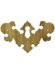 Solid Brass Colonial Revival Style Keyhole Escutcheon With Antique-By-Hand Finish.