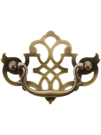 Chippendale Pierced Brass Bail Pull - 3 inch Center-to-Center.