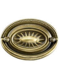 Ring Pull Plain Bail with Backplate in Antique Brass Cabinet Drawer Pu –  Purdy Hardware