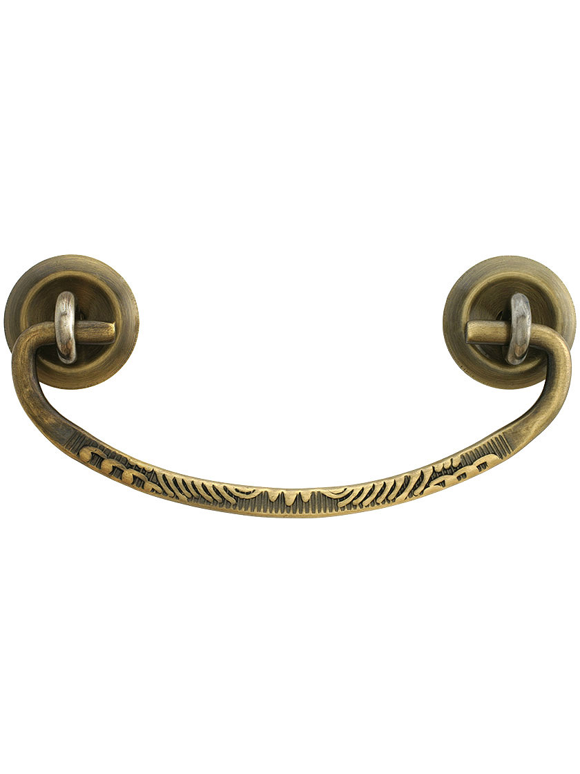 Decorative Wrought Brass Bail Pull in Antique-By-Hand - 3 Center
