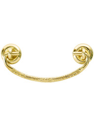 Swan-Neck Decorative Brass Bail Pull with Eyelet Posts - 3 inch Center-to-Center.