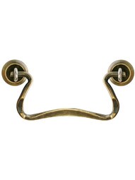 Swan-Neck Wrought Brass Bail Pull in Antique-By-Hand - 3" Center-to-Center